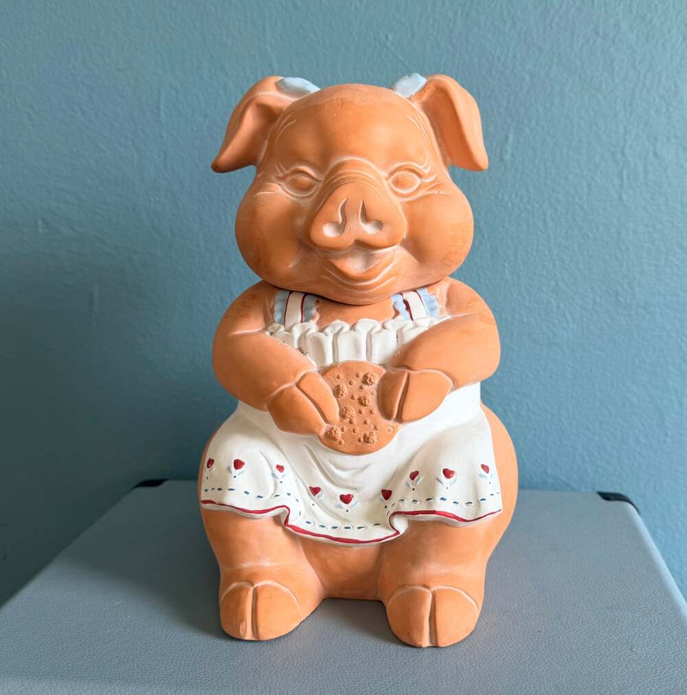 Vintage House of Lloyd Pig Cookie Jar 10” Terracotta Chef Baker Ceramic 1990s
